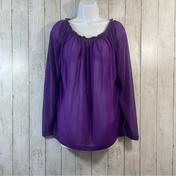 Worthington Dynasty Purple Sheer Top NWT Medium - Picture 1 of 7